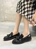 Mocassins noirs femmes mocassins à enfiler à talon chiot avec glands