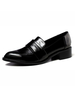 Mocassins noirs femmes Synthétique cuir bout pointu glisser sur des chaussures de sport