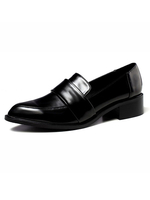 Mocassins noirs femmes Synthétique cuir bout pointu glisser sur des chaussures de sport