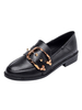 Mocassins noirs Femmes Synthétique Cuir Rivets à Bout Rond Slip On Chaussures Décontractées