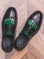 Mocassins noirs pour hommes confortables chaussures décontractées en cuir PU à blocs de couleurs