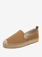 Mocassins Plats Chaussures Femmes Bout Rond Espadrilles En Daim À Enfiler