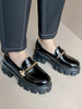 Mocassins plats noirs femmes bout rond détail en métal sans lacet chaussures chaussures décontractées
