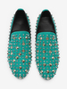 Mocassins pour hommes à rivets et bout pointu en cuir de vachette avec pointes chaussures de bal et de mariage à enfiler