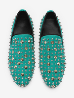 Mocassins pour hommes à rivets et bout pointu en cuir de vachette avec pointes chaussures de bal et de mariage à enfiler
