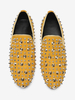 Mocassins pour hommes à rivets jaunes bout pointu en cuir à enfiler chaussures de bal de mariage