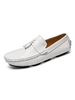 Mocassins pour hommes blanc mode en cuir verni véritable chaussures décontractées à enfiler