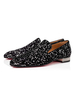 Mocassins pour hommes Chaussures à enfiler Détails en métal à pois et bout carré en fausse fourrure mocassins noirs