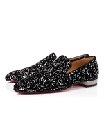 Mocassins pour hommes Chaussures à enfiler Détails en métal à pois et bout carré en fausse fourrure mocassins noirs