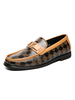 Mocassins pour hommes Chaussures à enfiler Détails en métal Plaid Bout rond Bas en cuir PU Mocassins jaunes
