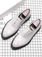 Mocassins pour hommes Chaussures confortables en cuir PU Slip-On en cuir blanc