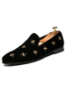 Mocassins pour hommes chaussures noires sans lacets bout rond en cuir PU chaussures plates décontractées