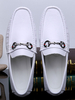 Mocassins pour hommes Chaussures plates à bout rond en cuir de vache confortable blanc