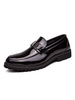 Mocassins pour hommes Chaussures plates en cuir PU avec boucle à glissière noire
