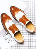 Mocassins pour hommes confortables en cuir PU bloc de couleur Slip-on jaune chaussures de sport