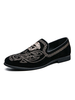 Mocassins pour hommes confortables en cuir PU brodés sans lacets noirs