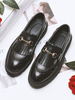 Mocassins pour hommes confortables en cuir PU détails en métal sans lacet chaussures décontractées noires