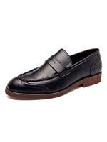 Mocassins pour hommes confortables en cuir Synthétique noir avec sangle de moine sans lacet chaussures à bout rond