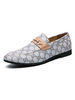 Mocassins pour hommes écru blanc sans lacet boucle illustration bout rond en cuir PU chaussures plates