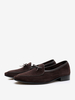 Mocassins pour hommes en cuir de vache avec nœuds en daim pour bal de fin dannée et mariage