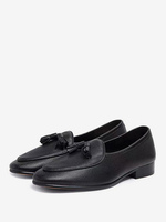 Mocassins pour hommes en cuir de vachette à pompon et bout rond Chaussures de mariage de bal