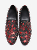 Mocassins pour hommes en cuir de vachette avec rivets et blocs de couleurs chaussures de bal et de mariage à enfiler