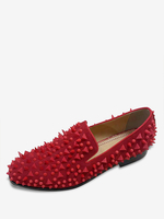 Mocassins pour hommes en cuir PU rouge avec rivets chaussures de bal et de mariage