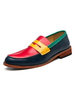 Mocassins pour hommes en cuir rouge à la mode sans lacet à bout rond en cuir Synthétique