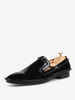 Mocassins pour hommes en cuir verni à bout rond avec rivets à enfiler pour bal de fin dannée chaussures de mariage