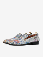 Mocassins pour hommes en micro daim avec dessus en strass chaussures à enfiler pour bal de fin dannée mariage