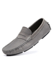 Mocassins pour hommes gris chaussures plates en cuir de vachette populaires à bout rond en cuir PU