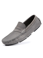 Mocassins pour hommes gris chaussures plates en cuir de vachette populaires à bout rond en cuir PU