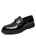 Mocassins pour hommes noir confortable en cuir PU sans lacet bout rond bas-hauts chaussures plates décontractées