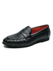 Mocassins Pour Hommes Noir Plaid Slip-On Synthétique Chaussures De Soirée En Cuir Chaussures Habillées