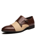 Mocassins pour hommes sangle de moine confortable marron Synthétique boucle en cuir sans lacet chaussures habillées chaussures de fête