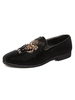 Mocassins pour hommes Slip-On Art Round Toe Suede Leather Studed Mocassins pour femmes