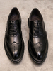 Mocassins pour hommes Slip-On Bout pointu en cuir PU Chaussures décontractées noires
