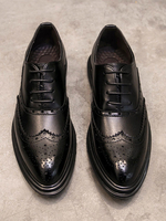 Mocassins pour hommes Slip-On Bout pointu en cuir PU Chaussures décontractées noires