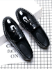 Mocassins pour hommes Slip-On Bout rond en cuir PU Chaussures décontractées noires