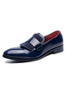 Mocassins pour hommes Slip-On Bout rond en cuir Synthétique Chaussures habillées bleues Chaussures de soirée