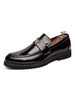 Mocassins pour hommes Slip On Monk Strap Bout rond en cuir PU Mocassins noirs