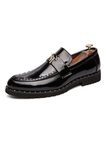 Mocassins pour hommes Slip On Monk Strap Bout rond en cuir PU Mocassins noirs