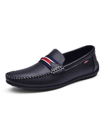 Mocassins pour hommes Slip-On Monk Strap Round Toe PU Leather Black Casual Flat Shoes