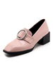 Mocassins Rose Femmes Métal Oeillet Carré Toe Synthétique Slip On Chaussures