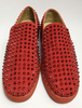 Mocassins rouges en cuir Spike chaussures hommes bout rond plat glisser sur les chaussures