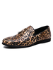 Mocassins Slip-On Artwork pour hommes à bout rond en cuir léopard chaussures