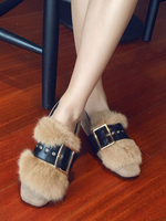 Mocassins supérieurs en micro daim gris clair bout carré détails en métal Chaussures décontractées Mocassins pour femmes