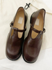 Mocassins vintage pour femmes Mocassins à talon chiot avec boucle à bout Suqare