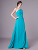 Mousseline De Soie Robe De Soirée Une Epaule Robe De Bal Longue Robe De Soirée Aqua Cascade A Volants