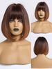 Moyen Perruques synthétique Café Brun Blunt Fringe Rayon moyen moyen perruque pour femme